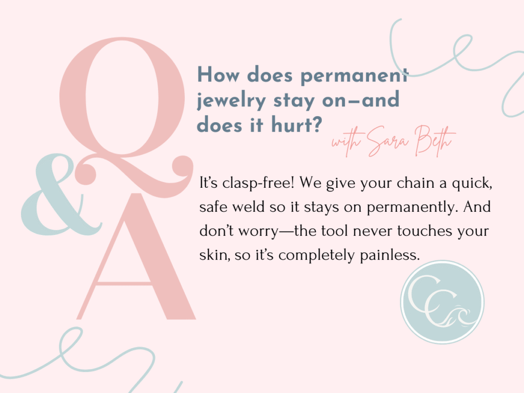 Close-up of Coastal Chains welding a permanent bracelet in Charleston, painless zap jewelry process